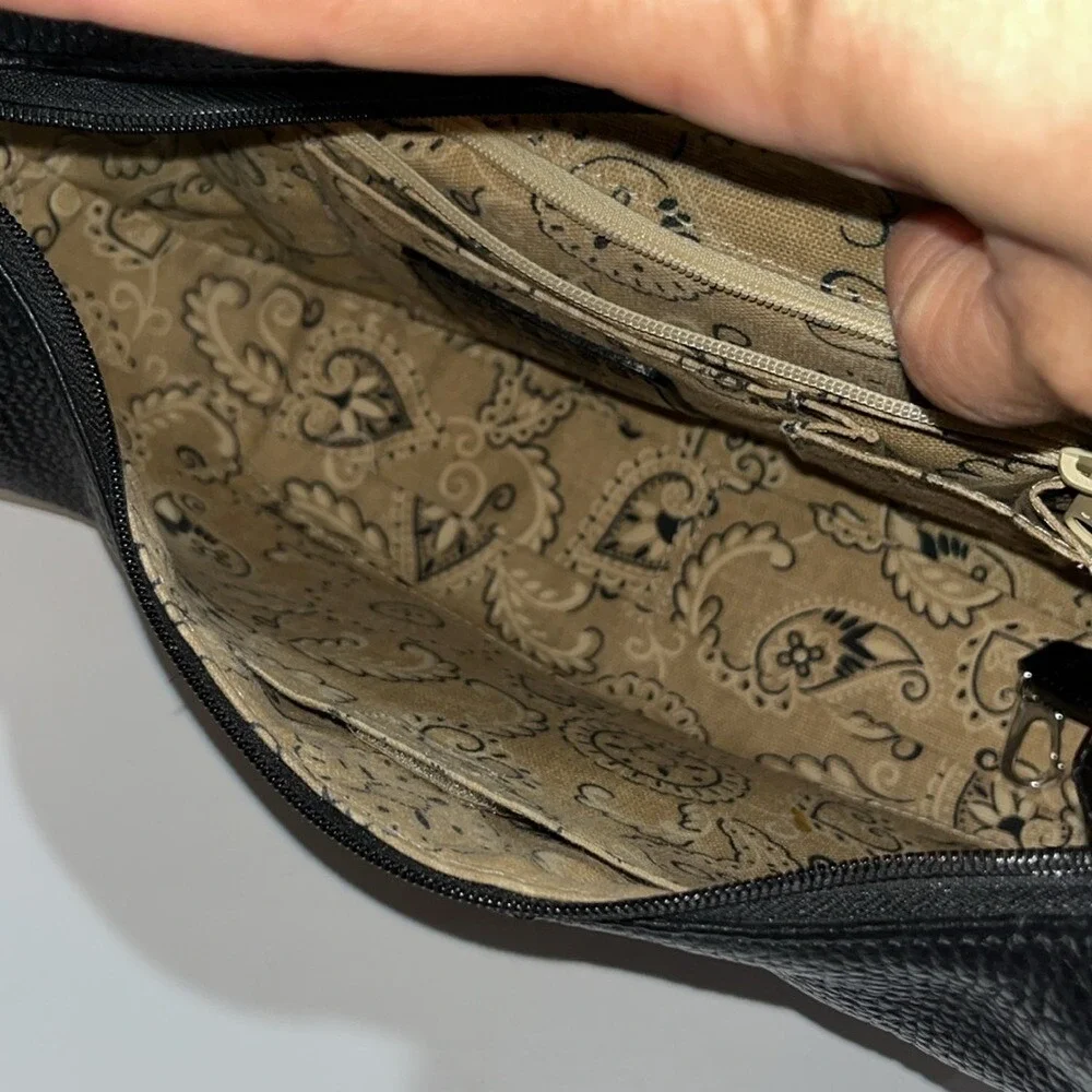 Brighton Franki Black Pebbled Leather Hobo‎ Purse Shoulder Bag Quality Designer
